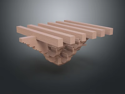 Modern Wooden Block Stacked Structure With Layered Components For Architectural Decoration 3d model