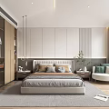 Modern Minimalist Hotel Room Interior With TV Wall And Wooden Furniture