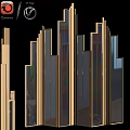 Modern Geometric Wooden Frame Wall Decor With Vertical Mirror Panels And Colorful Strips