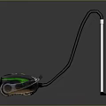 Modern Black And Green Vacuum Cleaner With Long Hose And Roller Base