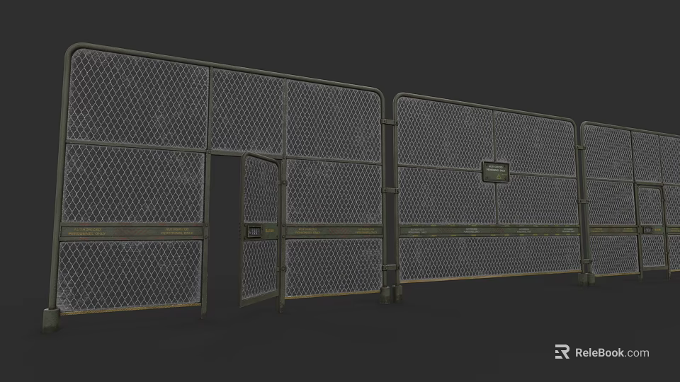 Chain Link Fence With Metal Mesh Design Secure Gate And Durable Steel Frame 3d model 