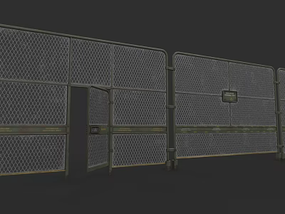 Chain Link Fence With Metal Mesh Design Secure Gate And Durable Steel Frame 3d model
