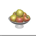 Juicy Red and Yellow Apples Displayed in Two White Pedestal Bowls