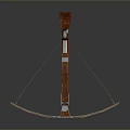 Traditional Wooden Mechanical Bow With Curved Arms Bowstring And Red Metal Components