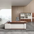 Modern Bright Executive Office With Premium Desk Storage Bookshelf And Comfortable Lounge Area