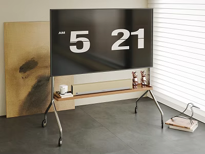 Stylish TV On Rolling Stand In Modern Living Space 3d model