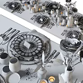 Elegant Dinnerware Set For Sophisticated Dining Table Setting With Vases Candles And Greenery