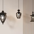Vintage Pendant Lights In Interior Decor With Metal Frames Glass Shades And Beige Striped Walls