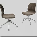 Two Modern Gray Upholstered Office Chairs With Chrome Base And Wheels 3d model