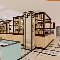Modern Restaurant Interior With Wooden Counters White Tables Yellow Chairs And Blue Ceiling Decorations