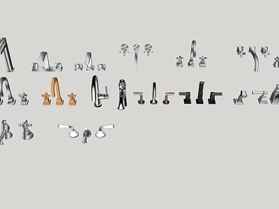 Various Hand Drawn Faucet Sketches With Different Design Styles And Shapes 3d model