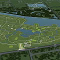 Waterfront Landscape Planning Design With Green Spaces Water Bodies And Pedestrian Paths