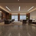 Modern Office Interior Design With Large Windows Wooden Desk And Green Plants