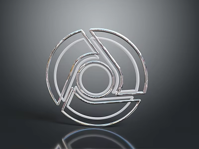 Modern Silver Geometric Metal Household Decor Item Featuring Circular Lines And Reflective Surface 3d model
