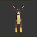 Low Poly Deer Character Featuring Pink Antlers Brown Yellow Body And Spots