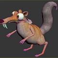 Cartoon Creature Character With Long Snout Large Teeth Big Eyes Fluffy Tail Orange Gray Fur