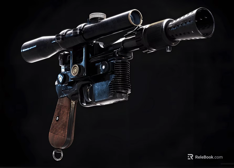 Tactical Gun With Metallic Structure Wooden Grip Scope Barrel And Detailed Design 3d model 