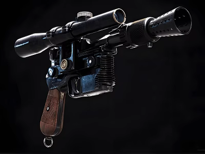 Tactical Gun With Metallic Structure Wooden Grip Scope Barrel And Detailed Design 3d model