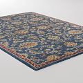 Traditional Square Rug With Blue Base Intricate Floral Pattern And Red Border 3d model