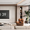 Modern Living Room Interior Design With Large Screen TV Comfortable Sofa And Coffee Table