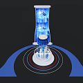 Interactive Digital Exhibition Island With Globe Display And Scroll Screen 3d model
