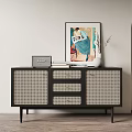 Nordic Sideboard Rattan Sideboard 3d model