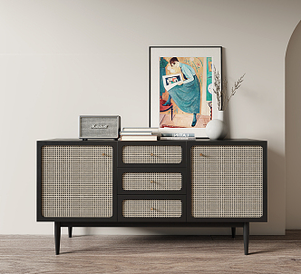 Nordic Sideboard Rattan Sideboard 3d model