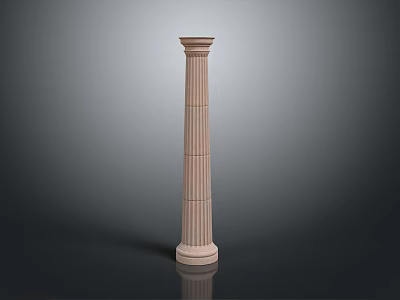 Classical Stone Column With Fluted Shaft Base Capital And Gray Reflection 3d model