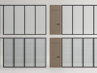 Modern Door Designs With Frosted Clear Glass And Wooden Panel Frames 3d model