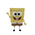 SpongeBob SquarePants Yellow Square Character With Big Eyes Smiling Waving Hand 3d model