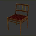 Modern Wooden Chair With Red Padded Seat And Vertical Slat Backrest Design