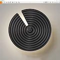 Modern Black Round Wall Lamp With Spiral Design And Illuminated Center
