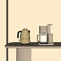 White Electric Kettle And Coffee Maker As Modern Household Electrical Appliances On Countertop