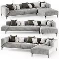Modern Gray Sectional Sofa With Multiple Decorative Pillows And Tapered Black Legs 3d model