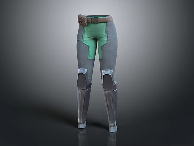 Tactical Utility Pants With Green And Gray Patched Design Waist Belt And Knee Pads 3d model