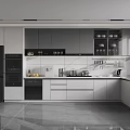 Modern Kitchen Interior Design With Gray White Cabinets Countertop And Appliances 3d model