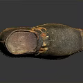 Vintage Leather Shoe With Worn Texture And Colorful Edge Decorations