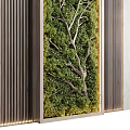 Lush Green Plant Wall With Natural Twigs And Modern Decorative Frame Design