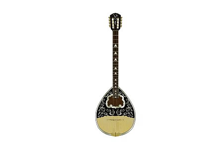 Traditional String Musical Instrument With Intricate Carvings And Hand Painted Patterns 3d model