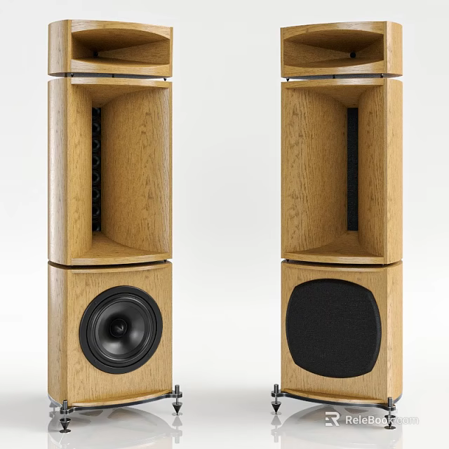Elegant Modern Wooden Floor Standing Speakers With Subwoofer Units And Classic Design 3d model 