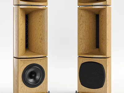 Elegant Modern Wooden Floor Standing Speakers With Subwoofer Units And Classic Design 3d model