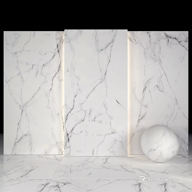 Elegant Modern Marble Wall Panels With Decorative Sphere For Interior Design 3d model