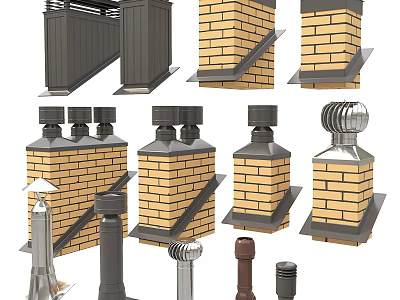 Different Design Styles of Air Conditioner Vents With Metal and Brick 3d model