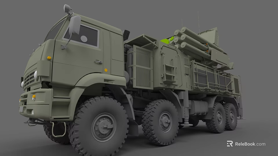 Advanced Military Weapon System Mounted On Multi Wheel Military Truck With Missile Launch Tubes 3d model 