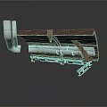 Industrial Equipment With Metal Pipes Wooden Structure And Roller Support Frame