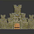 Brick Castle Model With Multiple Towers And Blue Tops 3D Design