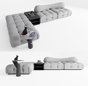 Modern corner sofa coffee table combination double sofa 3d model