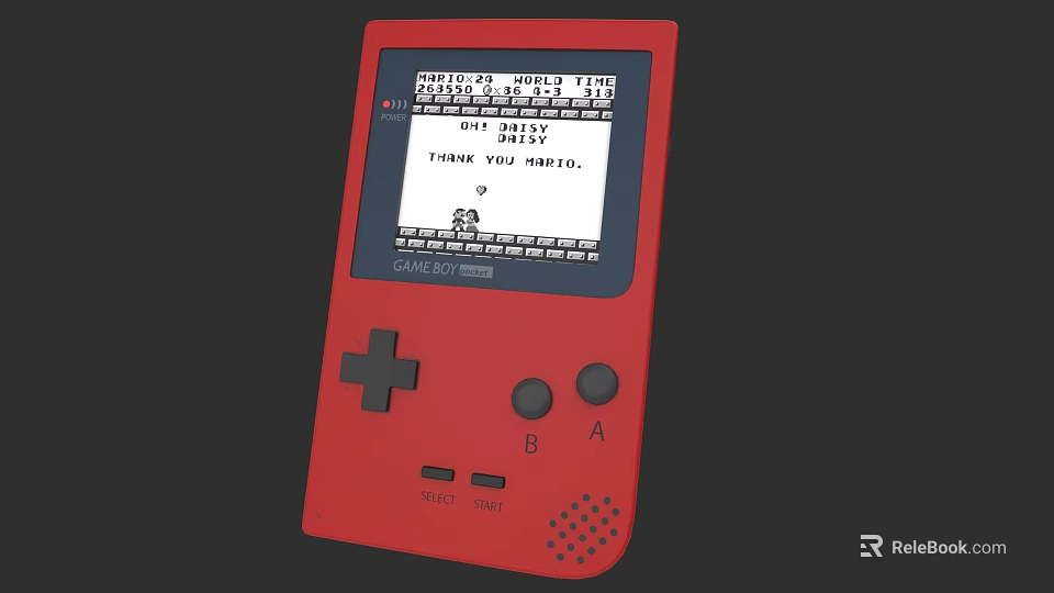 Red Handheld Electronic Toy Game Console With Classic Game Screen And Buttons 3d model 