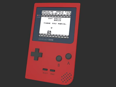 Red Handheld Electronic Toy Game Console With Classic Game Screen And Buttons 3d model