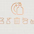 Household Cleaning Tools Icons Wall Hanging With Spray Bottle Laundry Basin And Mop
